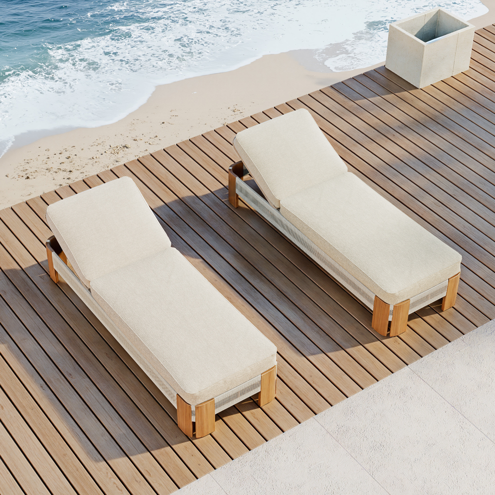 High-end Teak Woven Sun Loungers KMD18002