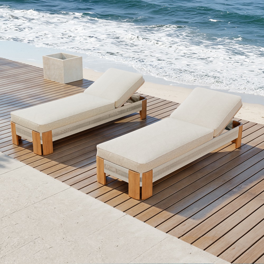 High-end Teak Woven Sun Loungers KMD18002