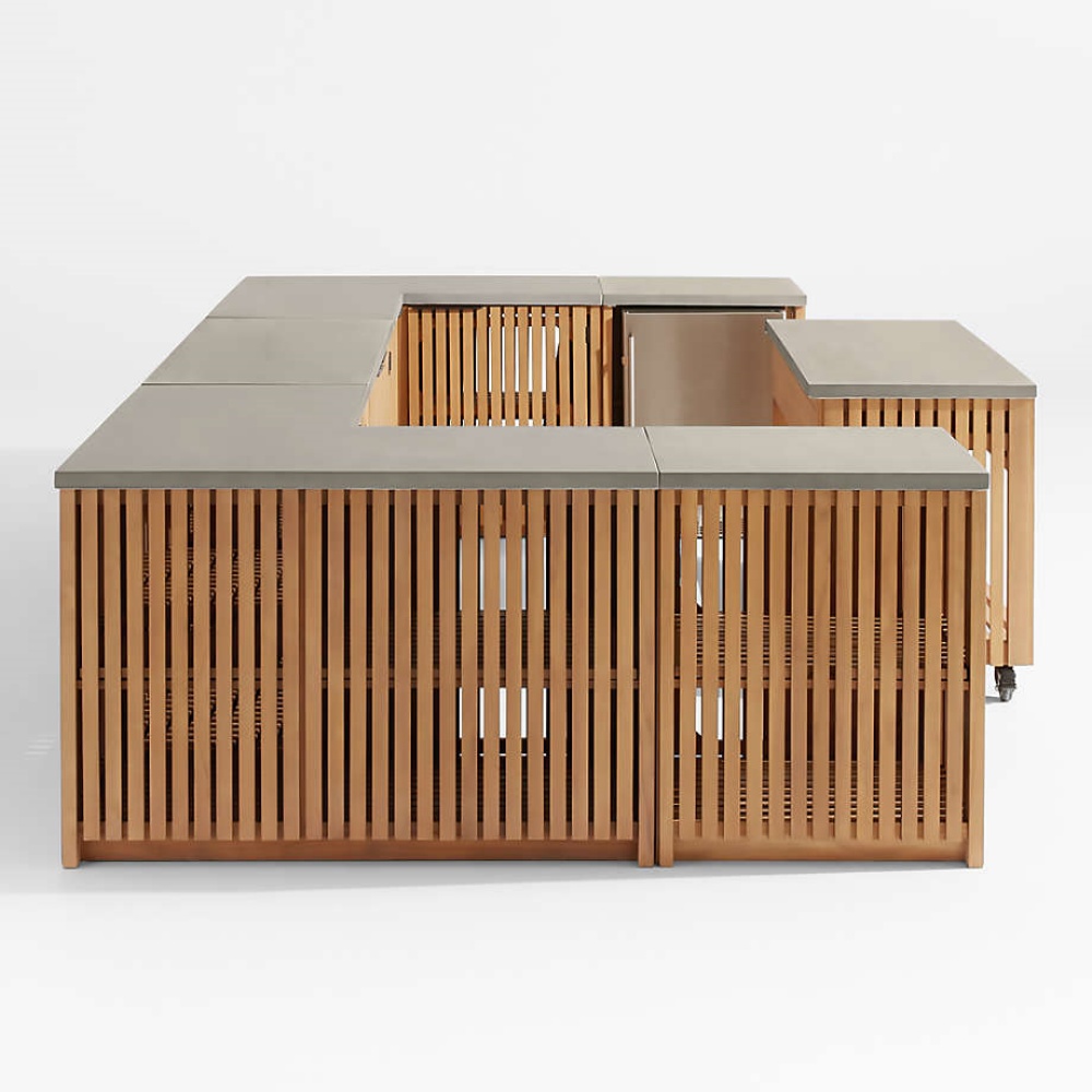 Premium Solid Teak U-shape Outdoor Kitchen Cabinets KMO1501