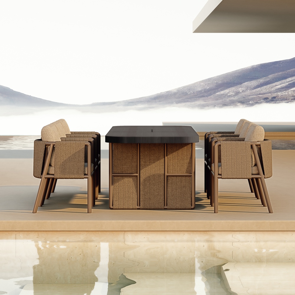 Modern Aluminum Woven Dining Set KMD18010