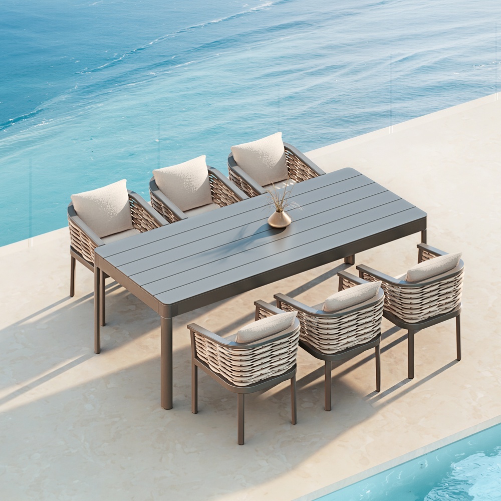 Aluminum Rattan Woven Dining Set KMD18004