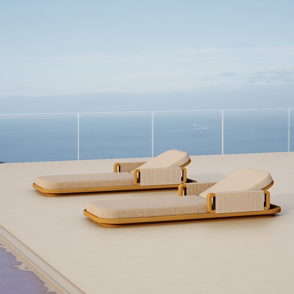 Luxury Teak Outdoor Sun Lounger KMD18007  