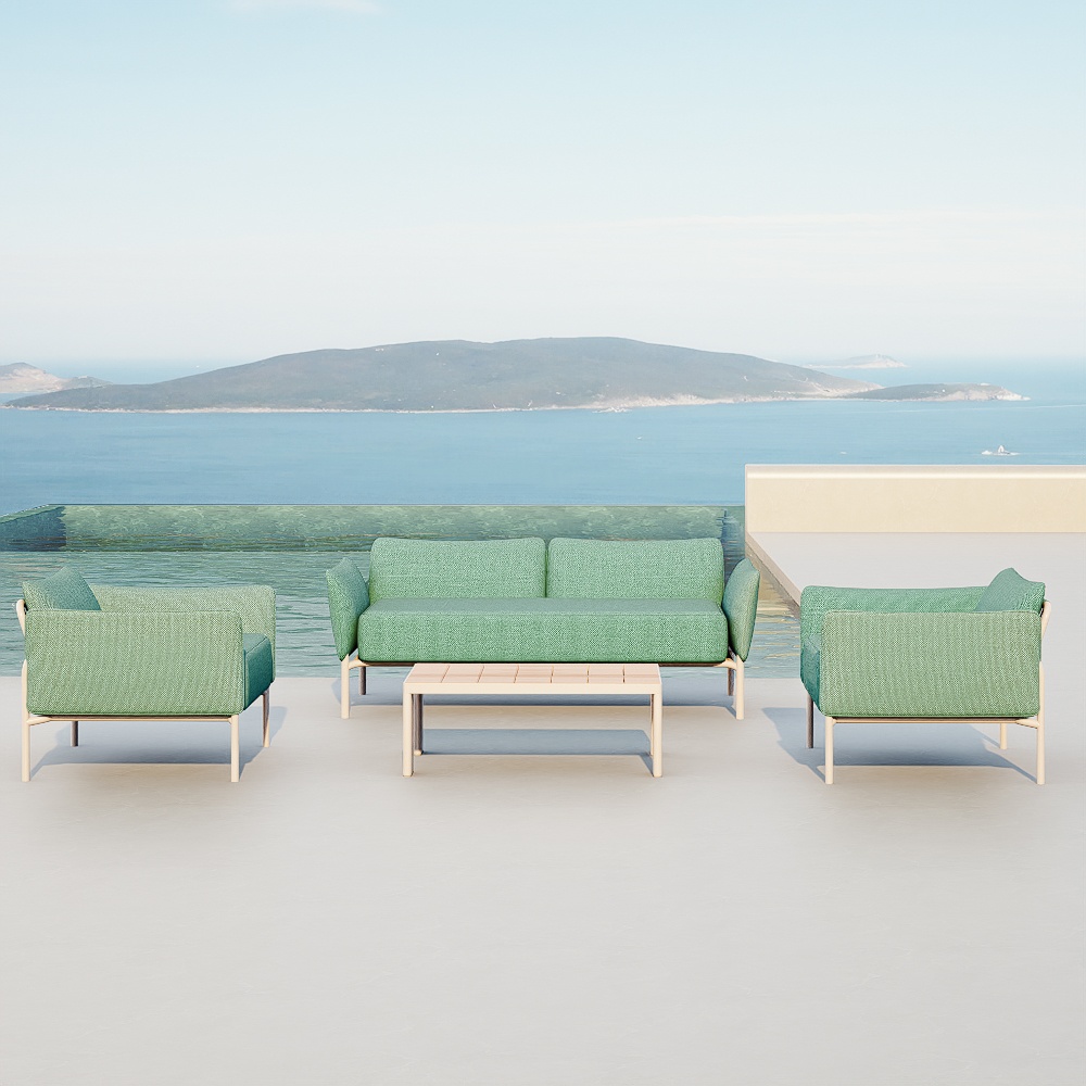 Lake Green Fabric Sofa Set KMD18008
