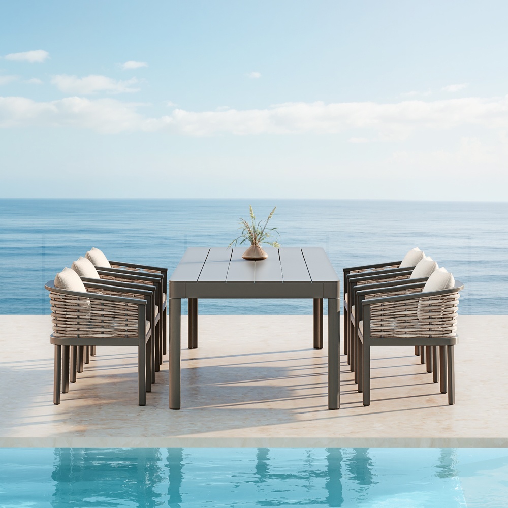 Aluminum Rattan Woven Dining Set KMD18004