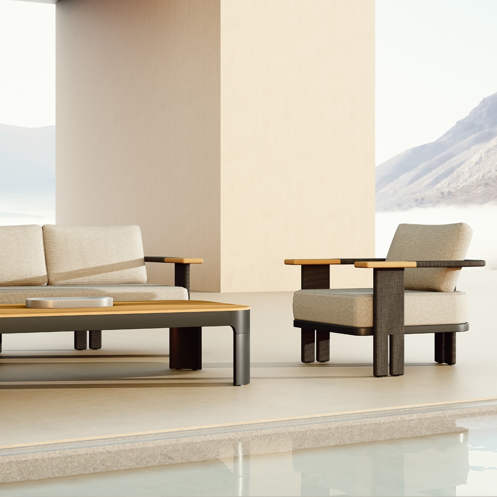 Modern Aluminum Rope Woven Two Seating Sofa KMD18001