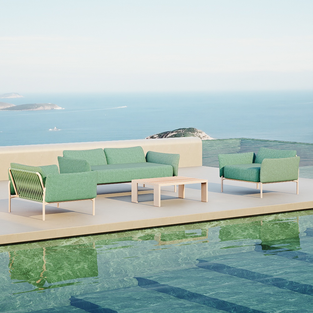 Lake Green Fabric Sofa Set KMD18008