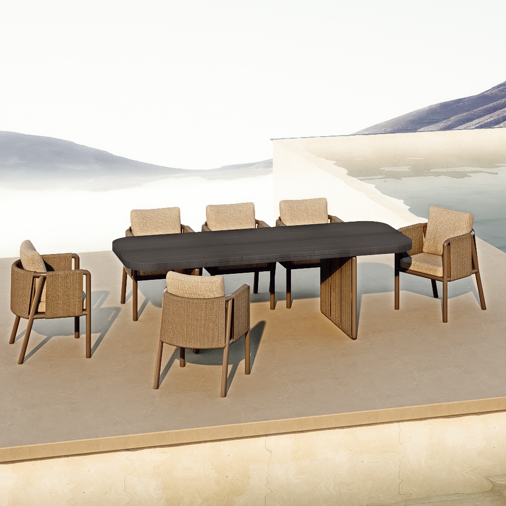 Modern Aluminum Woven Dining Set KMD18010
