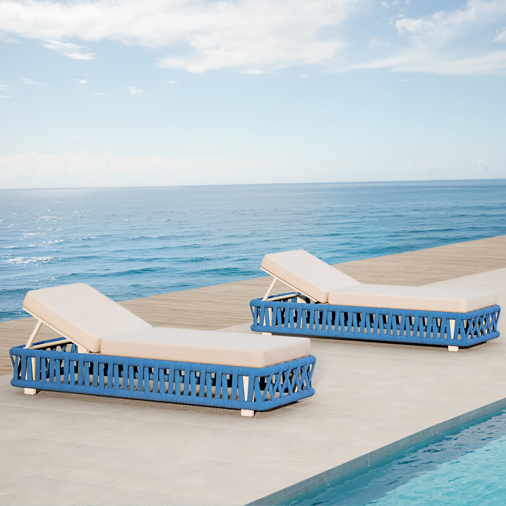 Blue EQ Rope Woven Sun Lounger KMD18005