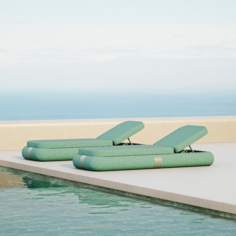 Lake Green Fabric Single Sun Lounger KMD18008