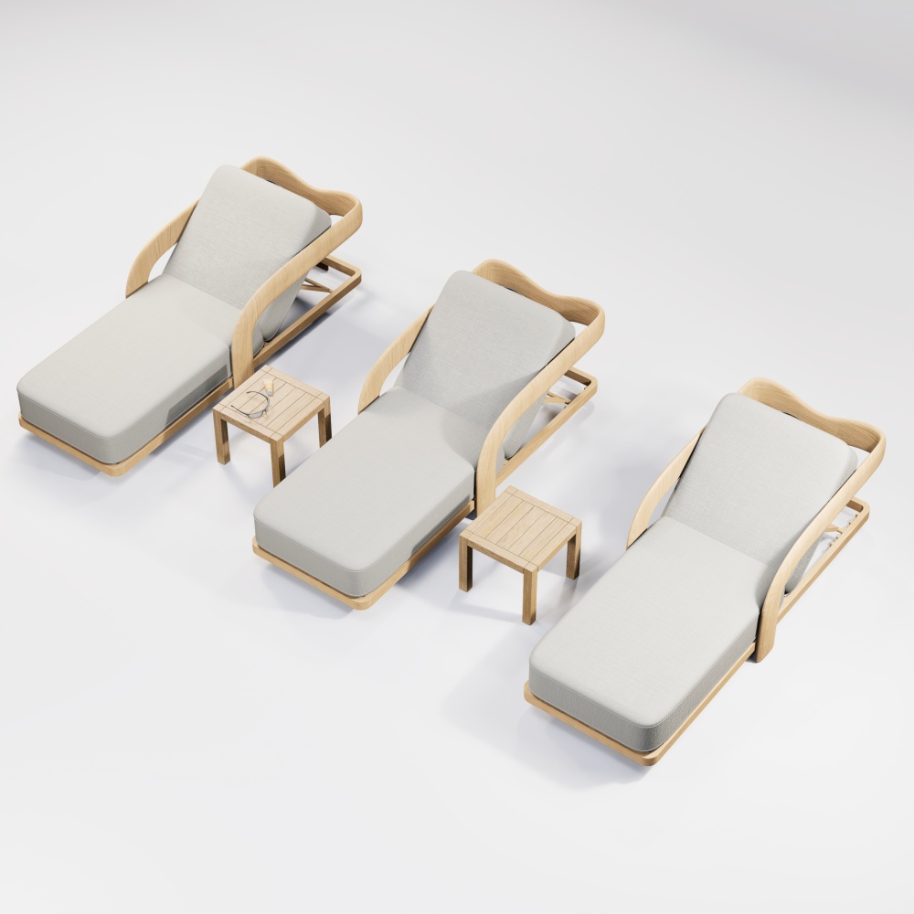 Luxury Teak Outdoor Sun Loungers KMD18016