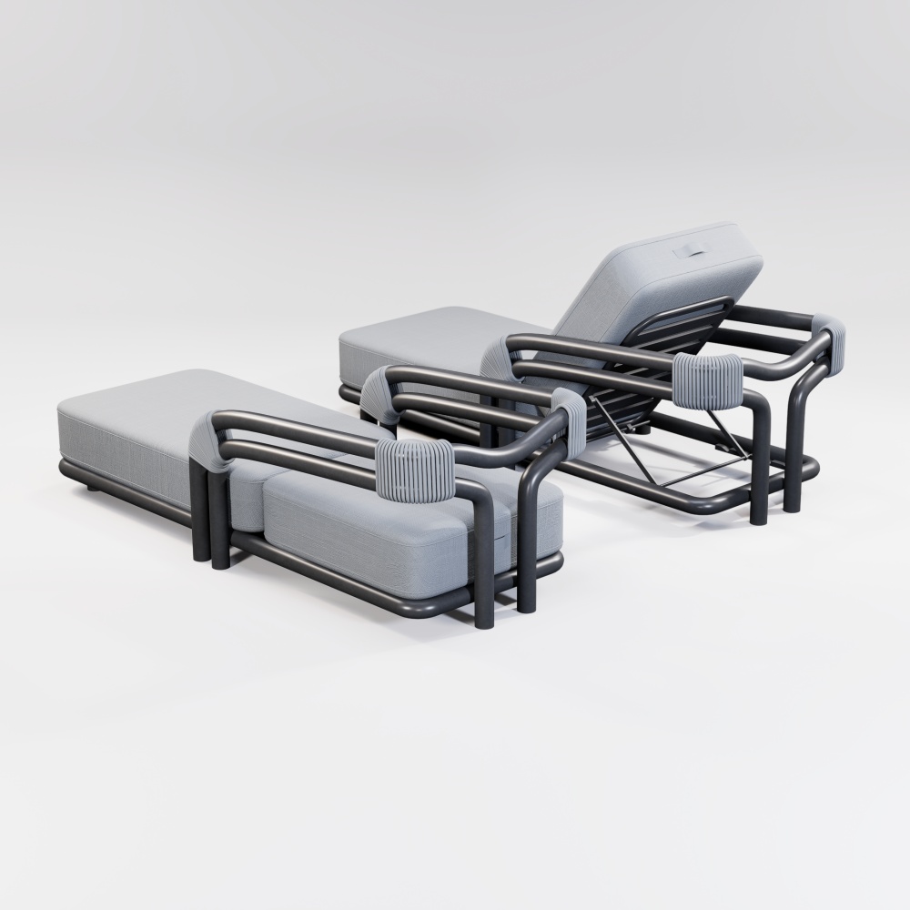 Modern Aluminum Pipeline Collection Sun Lounger KM18015