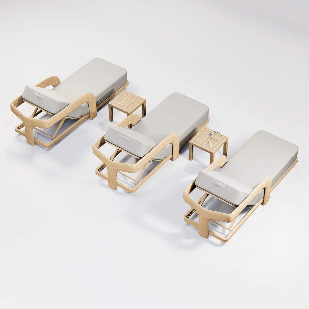 Luxury Teak Outdoor Sun Loungers KMD18016