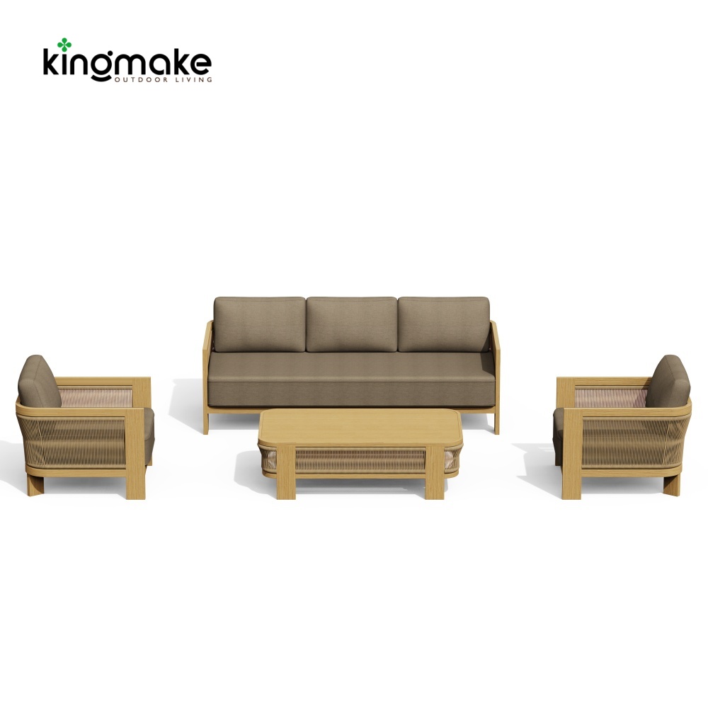 Modern Wood Grain Powder-Coated Aluminum Sofa KMD18024