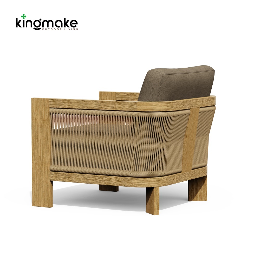 Modern Wood Grain Powder-Coated Aluminum Single Sofa KMD18024