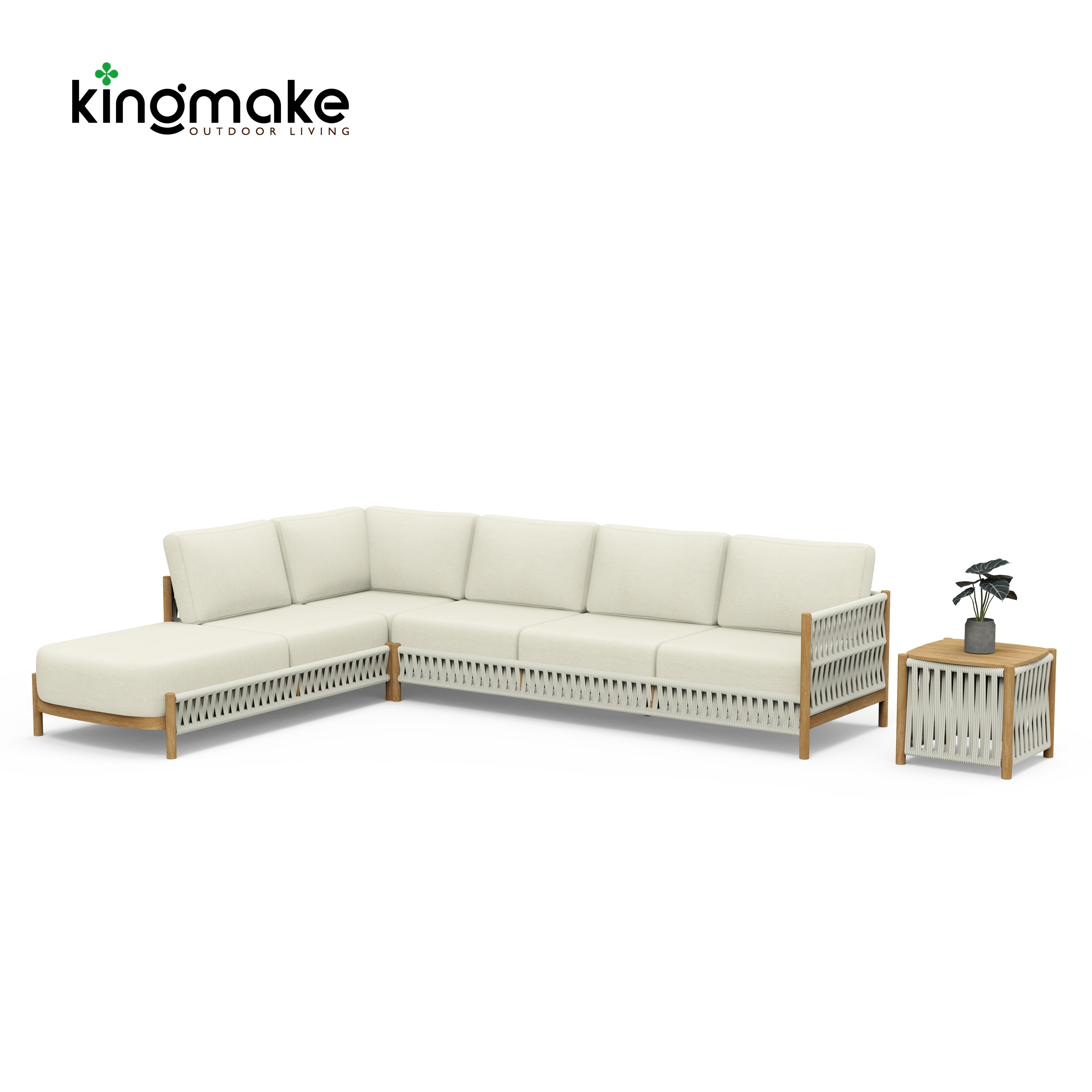 Modern Wooden Powder-Coated Aluminum Sofa KMD18028