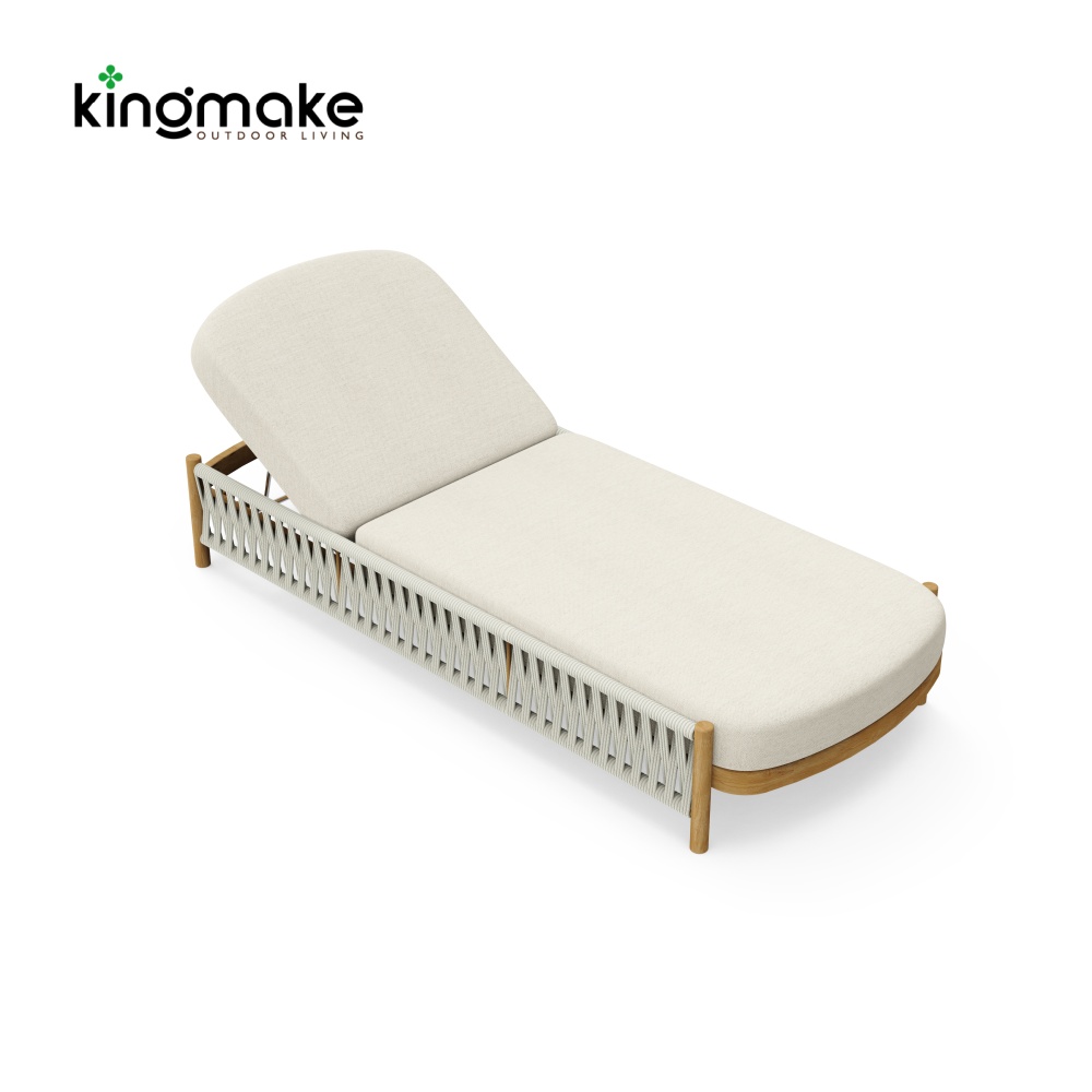 Modern Wooden Powder-Coated Aluminum Sun Lounger KMD18028
