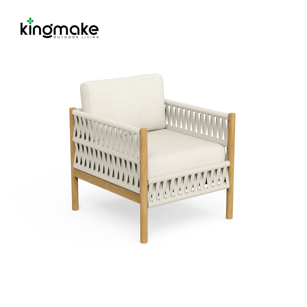 Modern Wooden Powder-Coated Aluminum Outdoor Chair KMD18028