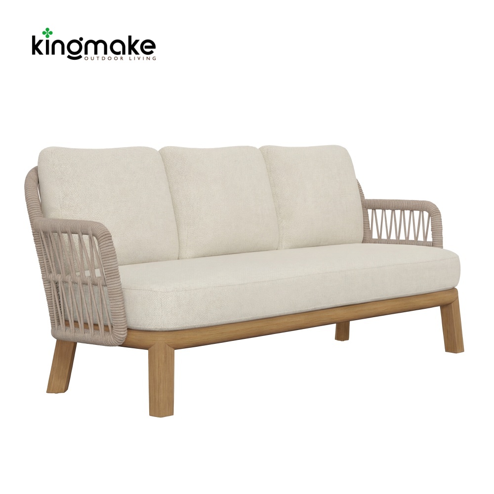 modern teak woven kordi collection three-seater sofa