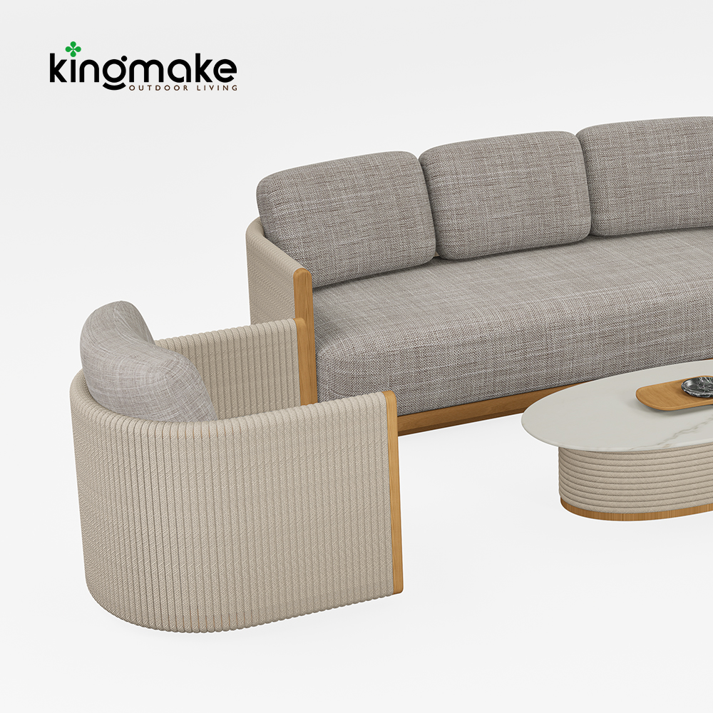 Modern Teak Woven Outdoor Sofa KMD18041