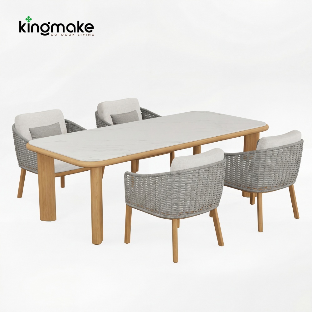 luxury teak woven luvia collection dining set 