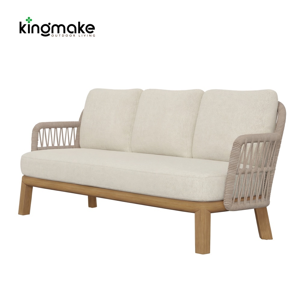 modern teak woven kordi collection three-seater sofa