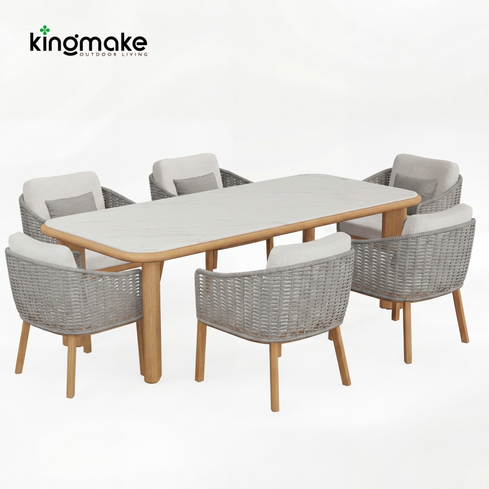 luxury teak woven luvia collection dining set 