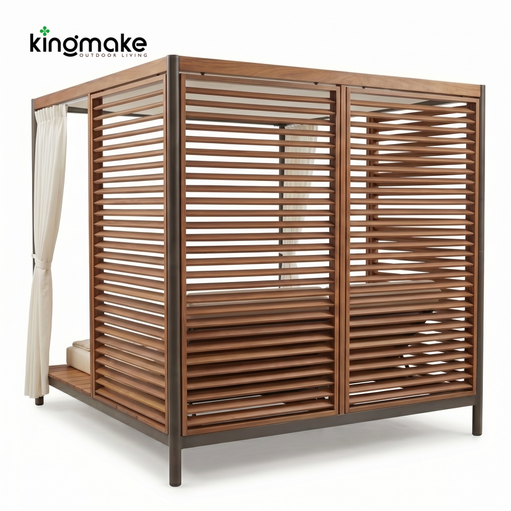 Modern Aluminum Outdoor Double Canopy Daybed KM18025_复制