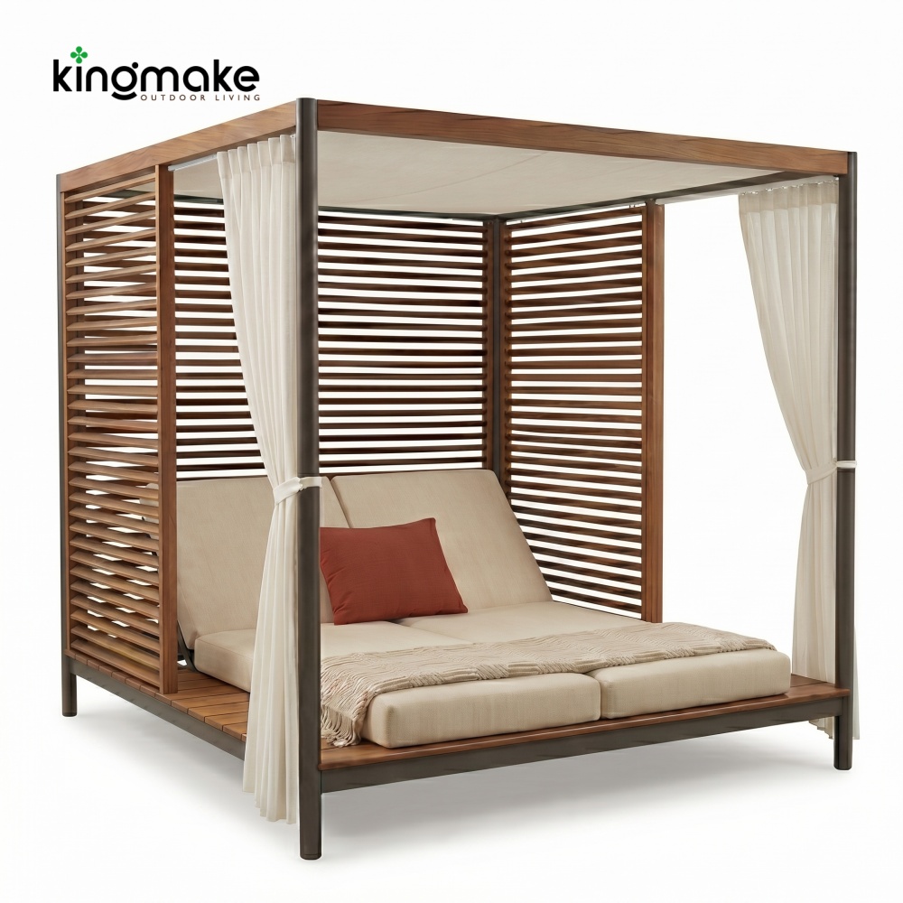 Modern Aluminum Outdoor Double Canopy Daybed KM18025_复制