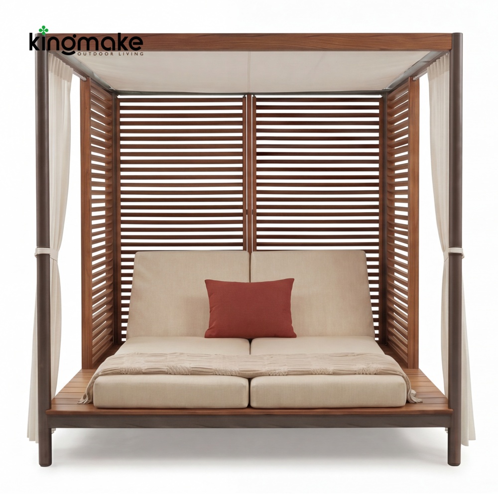 Modern Aluminum Outdoor Double Canopy Daybed KM18025_复制