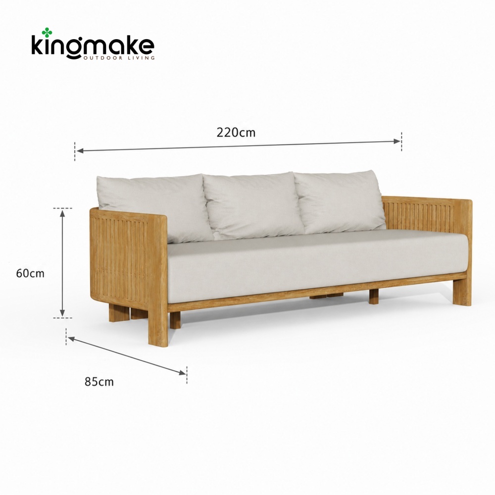 luxury teak amalfi collection outdoor 3 seater sofa