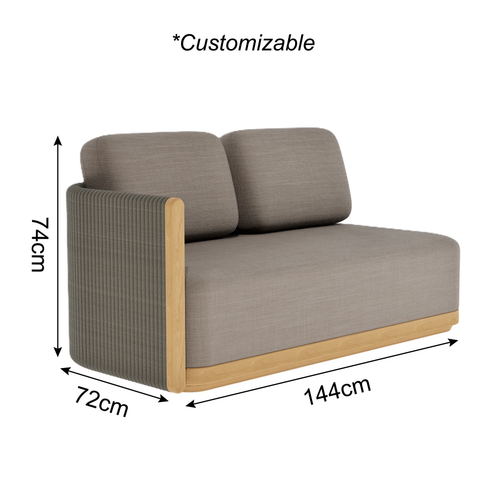 Modern Woven Rope Modular Outdoor Sofa Set with Teak Wood Frame