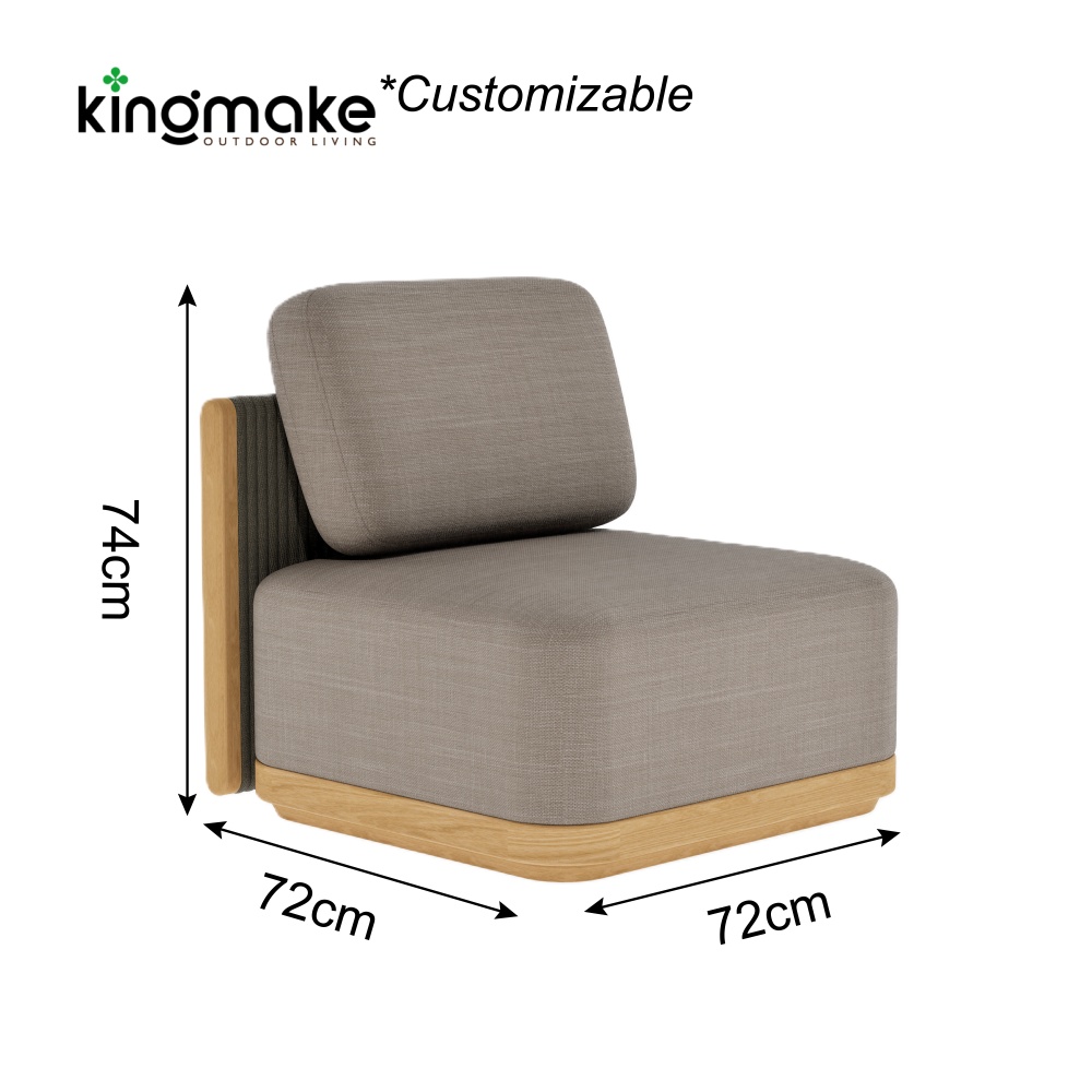Modern Woven Rope Modular Outdoor Sofa Set with Teak Wood Frame