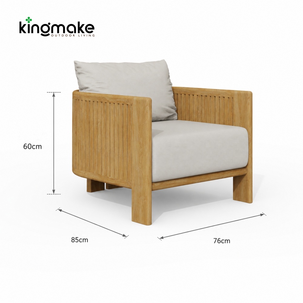 luxury teak amalfi collection outdoor single sofa