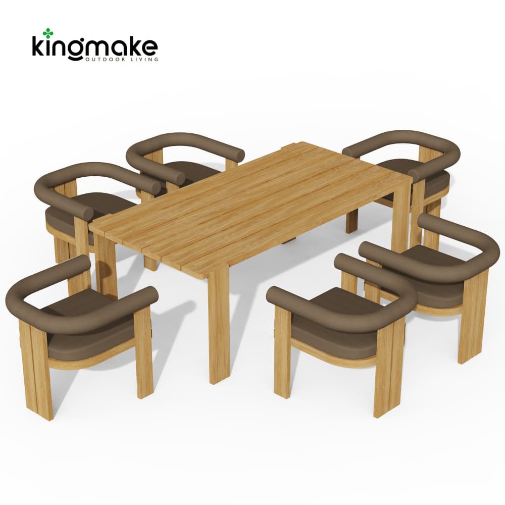 Modern Teak Wood Rectangular Outdoor Dining Set – Mali Collection