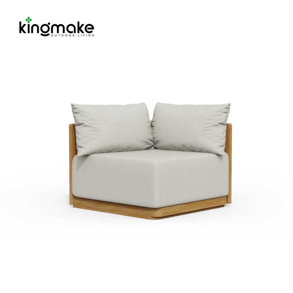 Modern Teak Wood L-Shaped Modular Sectional Sofa Set