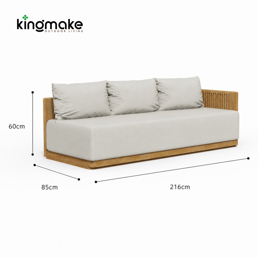 Modern Teak Wood L-Shaped Modular Sectional Sofa Set