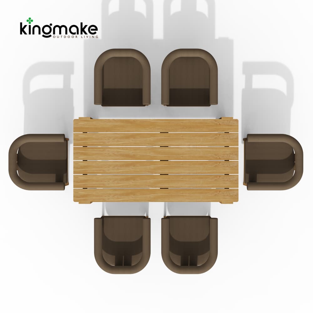 Modern Teak Wood Rectangular Outdoor Dining Set – Mali Collection