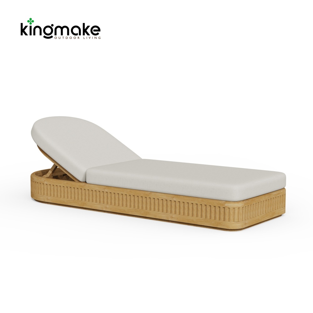 Teak Sun Lounger with Adjustable Backrest & Side Table