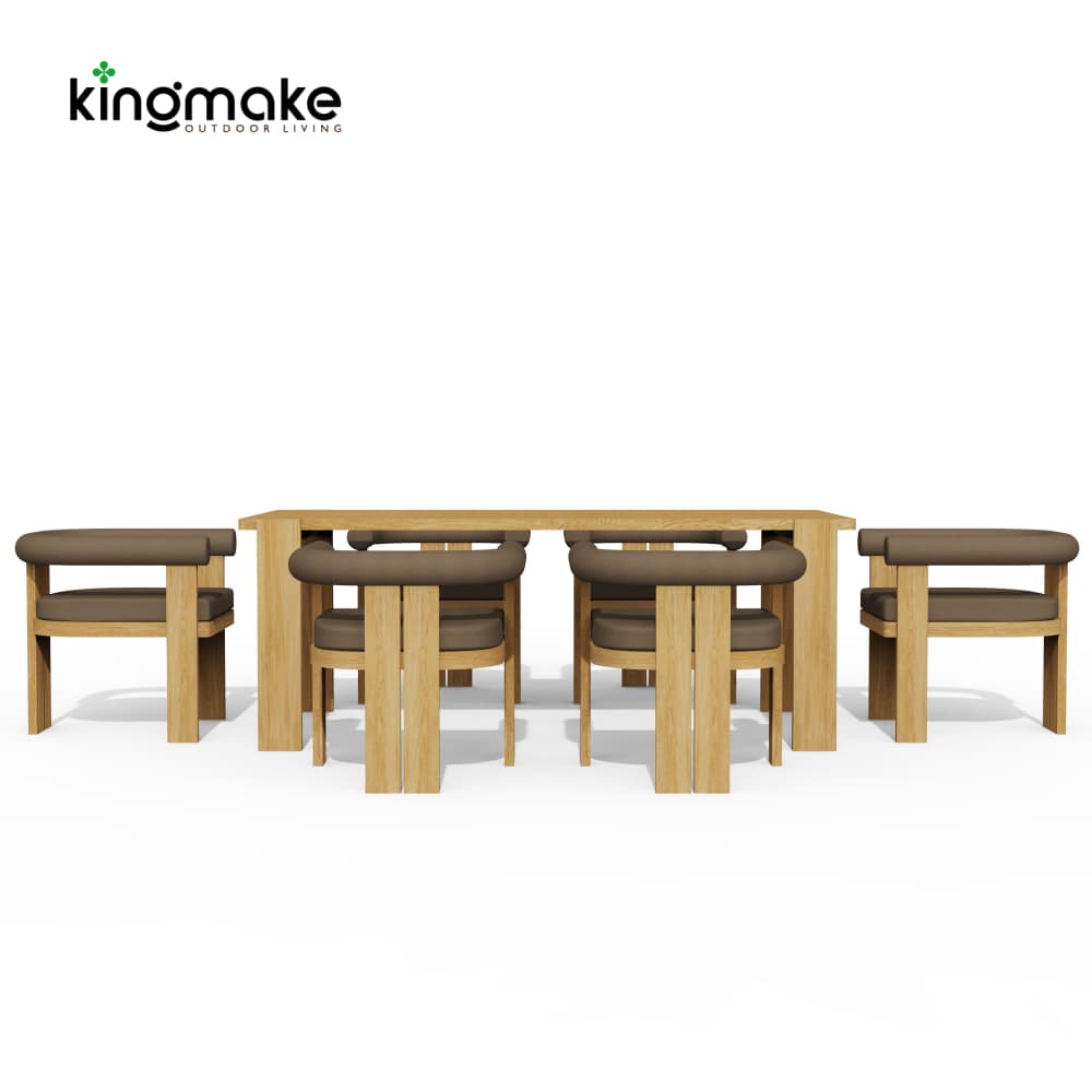 Modern Teak Wood Rectangular Outdoor Dining Set – Mali Collection