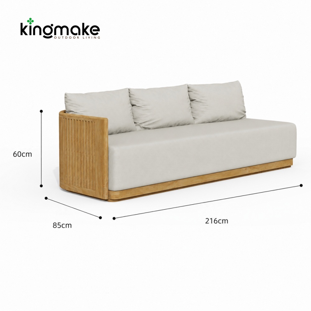 Modern Teak Wood L-Shaped Modular Sectional Sofa Set