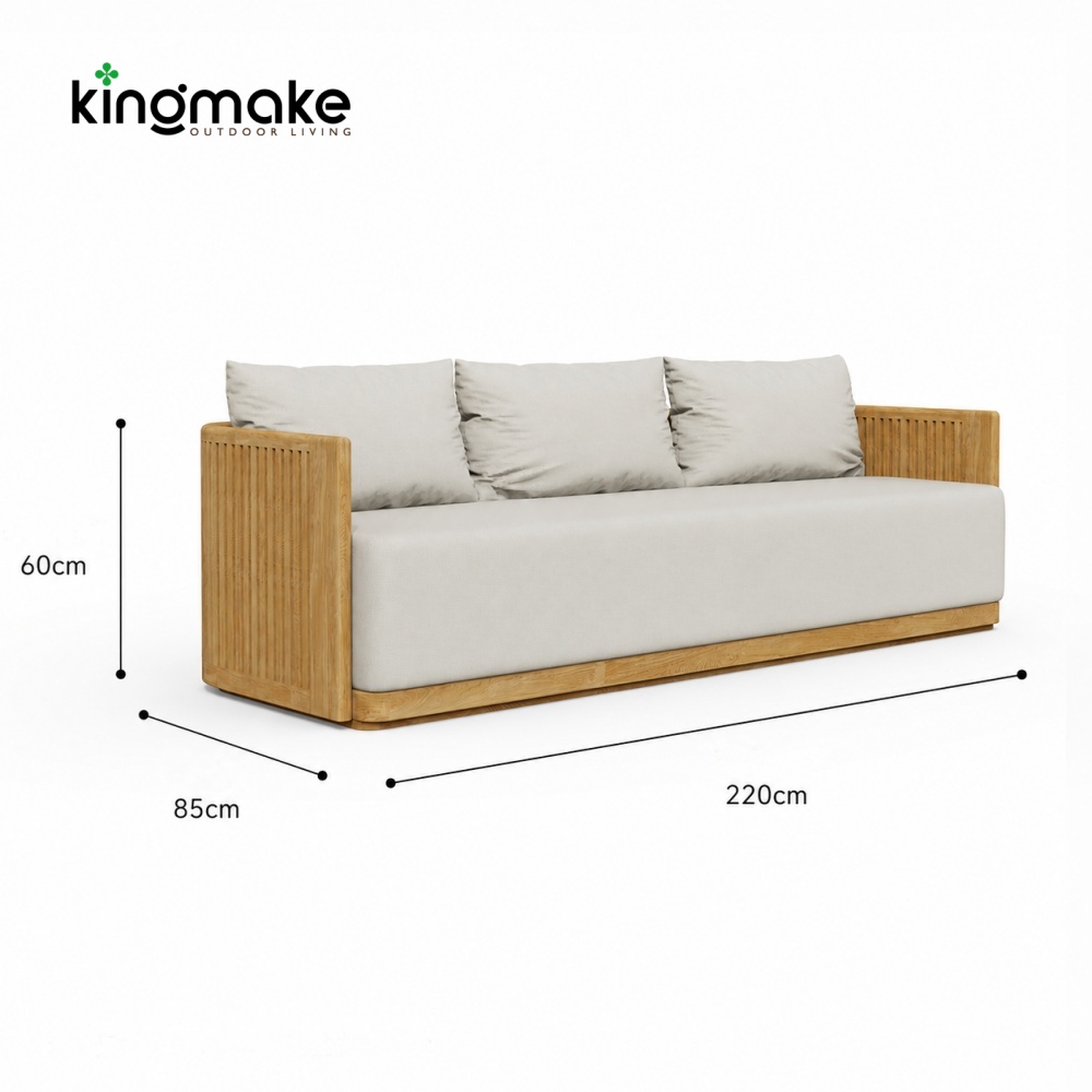 Luxury Amalfi Collection Teak Three-Seater Sofa