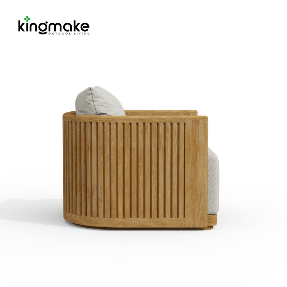 luxury teak amalfi collection outdoor sofa set with fire pit 