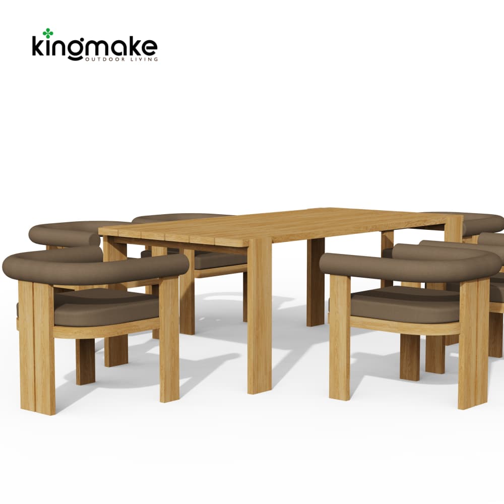 Modern Teak Wood Rectangular Outdoor Dining Set – Mali Collection