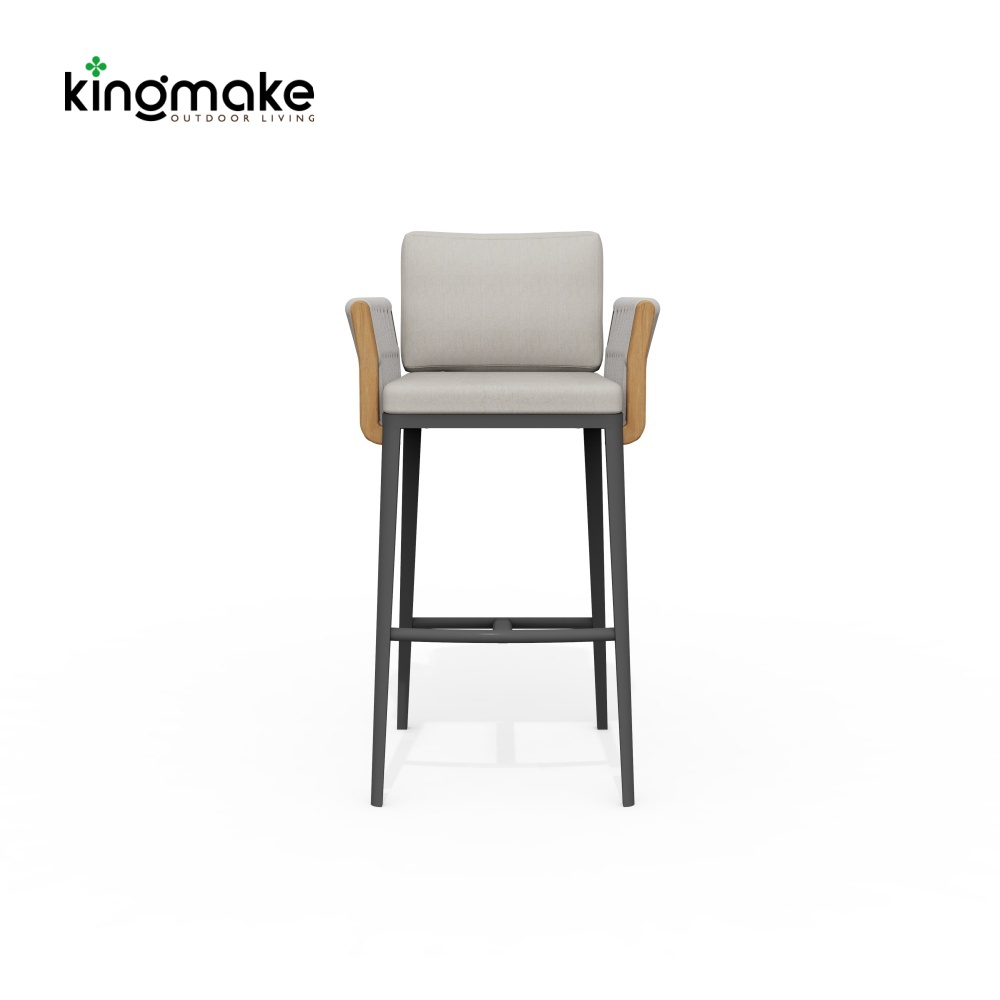 Albert Collection Rope Weave Aluminum  Bar Stool