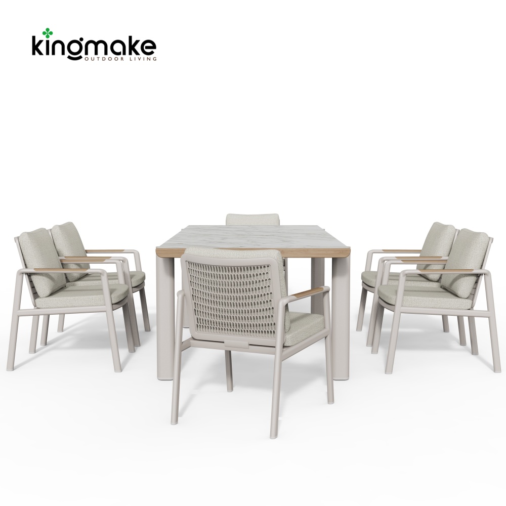 Cenxi Collection Aluminum White Outdoor Dining Set