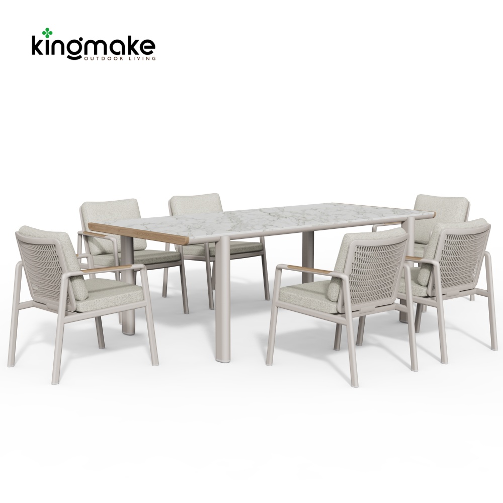 Cenxi Collection Aluminum White Outdoor Dining Set
