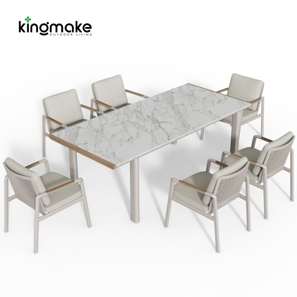 Cenxi Collection Aluminum White Outdoor Dining Set