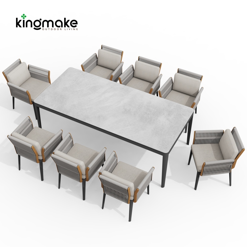 Rope Weave Aluminum Outdoor Dining Set