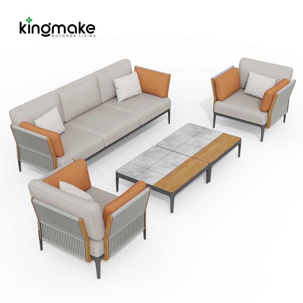 Rope Weave Aluminum Conversation Sofa Set
