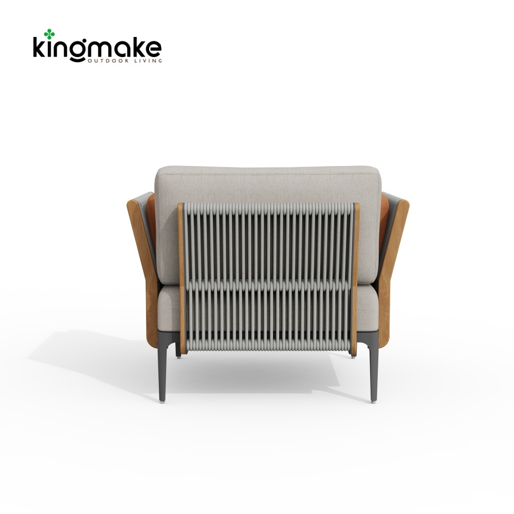Albert Outdoor Single Sofa – Rope Woven Aluminum Armchair